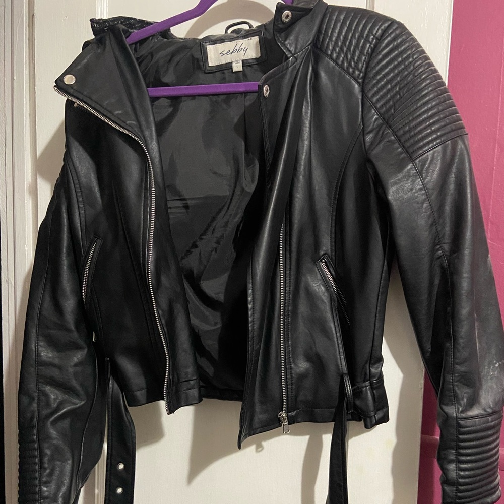 Sebby Hooded Faux-Leather Jacket